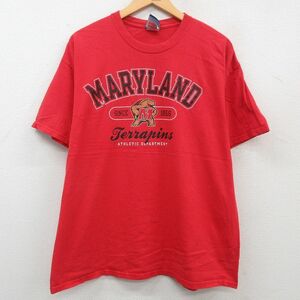 XL/古着 半袖 ビンテージ Tシャツ メンズ 00s メリーランド 大きいサイズ コットン クルーネック 赤 レッド 23may31 中古 2OF