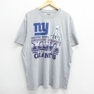 XL/古着 リーボック 半袖 ブランド Tシャツ メンズ NFL ニューヨークジャイアンツ 大きいサイズ クルーネック グレー 霜降り アメフト 2OF