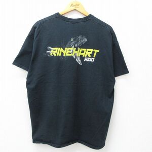 XL/古着 半袖 ビンテージ Tシャツ メンズ 00s 恐竜 RINEHART 大きいサイズ コットン クルーネック 黒 ブラック 23sep09 中古 2OF