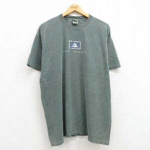 XL/古着 半袖 ビンテージ Tシャツ メンズ 00s ヨット レイクジョージ コットン クルーネック 緑系 グリーン 23jun27 中古 2OF