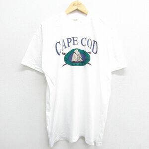 XL/古着 半袖 ビンテージ Tシャツ メンズ 90s ケープコッド 船 コットン クルーネック 白 ホワイト spe 23jul17 中古 2OF