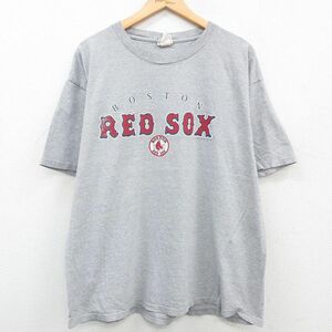 XL/古着 リー Lee 半袖 ビンテージ Tシャツ メンズ 00s MLB ボストンレッドソックス 大きいサイズ クルーネック グレー 霜降り メジャ 2OF