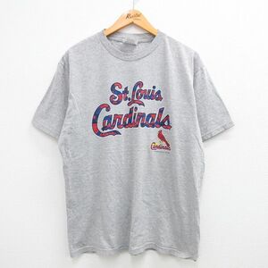 XL/古着 半袖 ビンテージ Tシャツ メンズ 00s MLB セントルイスカージナルス クルーネック グレー 霜降り メジャーリーグ ベースボール 2OF