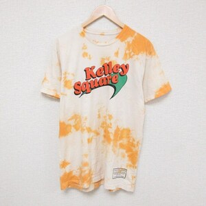 L/古着 半袖 Tシャツ メンズ Kellry Square クルーネック 薄オレンジ タイダイ 23jul04 中古 2OF