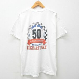 XL/古着 半袖 ビンテージ Tシャツ メンズ 00s エルクハート レーシング コットン クルーネック 白 ホワイト 23jun24 中古 2OF