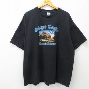 XL/古着 半袖 ビンテージ Tシャツ メンズ 00s サウザンドアイランズ 城 大きいサイズ コットン クルーネック 黒 ブラック 23mar27 中古 5OF