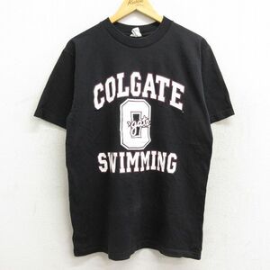 L/古着 半袖 ビンテージ Tシャツ メンズ 90s コルゲート スイミング コットン クルーネック 黒 ブラック 23apr04 中古 2OF