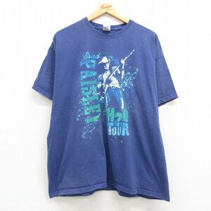 XL/古着 半袖 ビンテージ ロック バンド Tシャツ メンズ 00s ブラッドペイズリー コットン クルーネック 青 ブルー 23mar16 中古 5OF