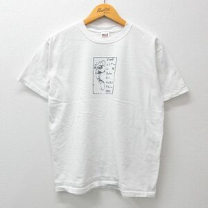 L/古着 半袖 ビンテージ Tシャツ メンズ 00s 足跡 コットン クルーネック 白 ホワイト 23jul24 中古 2OF