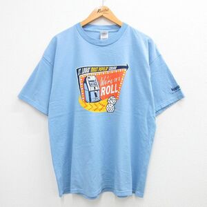 XL/古着 半袖 ビンテージ Tシャツ メンズ 00s セントルイス カジノ サイコロ 大きいサイズ コットン クルーネック 水色 23aug01 中古 2OF