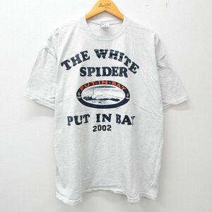 XL/古着 半袖 ビンテージ Tシャツ メンズ 00s 灯台 プットインベイ 大きいサイズ クルーネック 薄グレー 霜降り 23jun08 中古 2OF