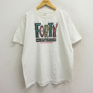 XL/古着 半袖 ビンテージ Tシャツ メンズ 90s FORTY 大きいサイズ コットン クルーネック 白 ホワイト 23apr20 中古 2OF