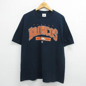 XL/古着 半袖 ビンテージ Tシャツ メンズ 00s NFL デンバーブロンコス クルーネック 紺 ネイビー アメフト スーパーボウル 23apr17 中 2OF