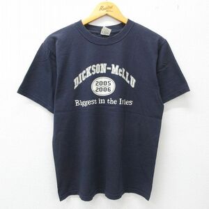 M/古着 半袖 ビンテージ Tシャツ メンズ 00s ディクソン コットン クルーネック 紺 ネイビー 23apr22 中古 2OF