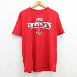 XL/古着 半袖 ビンテージ Tシャツ メンズ 00s MLB ボストンレッドソックス ワールドシリーズ コットン クルーネック 赤 レッド メジャ 2OF