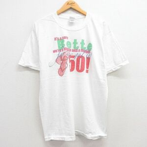 L/古着 半袖 ビンテージ Tシャツ メンズ 00s サンダル Bette コットン クルーネック 白 ホワイト 23jun24 中古 2OF