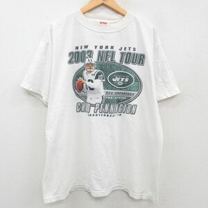 XL/古着 半袖 ビンテージ Tシャツ メンズ 00s NFL ニューヨークジェッツ チャドペニントン 大きいサイズ コットン クルーネック 白 ホ 2OF