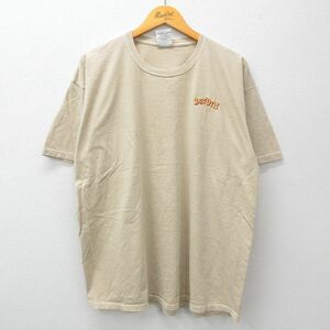 XL/古着 半袖 ビンテージ Tシャツ メンズ 00s ドクオーティス 刺繍 大きいサイズ コットン クルーネック ベージュ カーキ 23aug01 中古 2OF