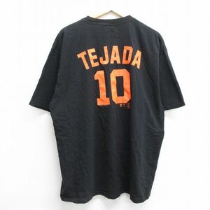 XL/古着 半袖 ビンテージ Tシャツ メンズ 00s MLB ボルチモアオリオールズ ミゲルテハダ 10 大きいサイズ コットン クルーネック 黒 ブ 2OF