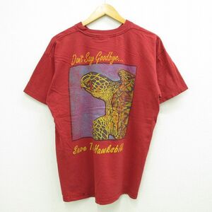 XL/古着 半袖 ビンテージ Tシャツ メンズ 00s ウミガメ コットン クルーネック 赤 レッド 23jul07 中古 2OF