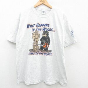 XL/古着 半袖 ビンテージ Tシャツ メンズ 00s クマ 大きいサイズ クルーネック 薄グレー 霜降り 23jun26 中古 2OF