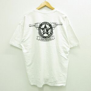 XL/古着 半袖 ビンテージ Tシャツ メンズ 00s 銃 FAMILY REUNION カリフォルニア 大きいサイズ コットン クルーネック 白 ホワイト 23j 2OF