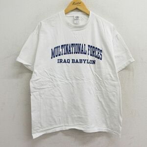 XL/古着 半袖 ビンテージ Tシャツ メンズ 00s MULTINATIONAL FORCES コットン クルーネック 白 ホワイト 23jul24 中古 2OF