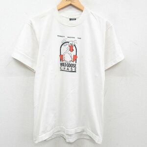 L/古着 スクリーンスターズ 半袖 ビンテージ Tシャツ メンズ 80s 鳥 WILD GOOSE クルーネック 白 ホワイト 23sep13 中古 2OF