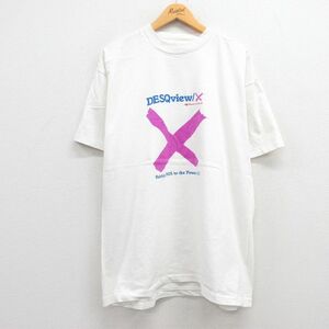 XL/古着 半袖 ビンテージ Tシャツ メンズ 90s クォーターデック DESQ X 大きいサイズ コットン クルーネック 白 ホワイト spe 23apr10 2OF