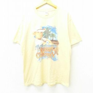 XL/古着 半袖 ビンテージ ロック バンド Tシャツ メンズ 00s ケニーチェズニー コットン クルーネック 薄黄 イエロー 22jul22 中古 5OF