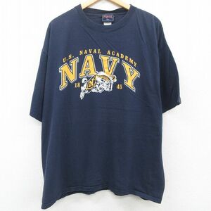 XL/古着 ジャンスポーツ 半袖 ビンテージ Tシャツ メンズ 00s ミリタリー ネイビー NAVY 海軍兵学校 NAVAL 大きいサイズ クルーネック 2OF