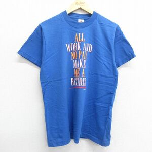 M/古着 半袖 ビンテージ Tシャツ メンズ 90s ALL WORK コットン クルーネック 青 ブルー 23jun24 中古 2OF