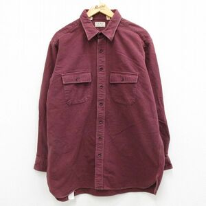 XL/古着 エルエルビーン LLBEAN 長袖 ヘビー フランネル シャツ メンズ 80s 大きいサイズ ロング丈 コットン 濃紫 パープル 23mar01 中 5OF