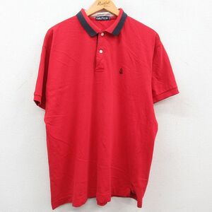 XL/古着 ノーティカ 半袖 ブランド ポロ シャツ メンズ 90s ワンポイントロゴ 大きいサイズ 赤他 レッド 23apr28 中古 トップス 2OF