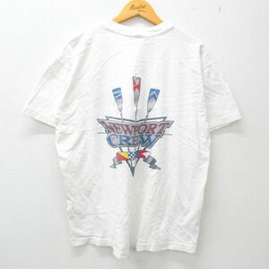 L/古着 半袖 ビンテージ Tシャツ メンズ 90s ニューポート CREW クルーネック 白 ホワイト 23may13 中古 2OF