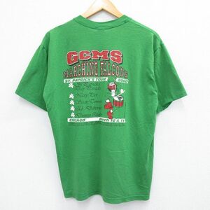 L/古着 半袖 ビンテージ Tシャツ メンズ 00s GCMS BAND クルーネック 緑 グリーン 23jul01 中古 2OF