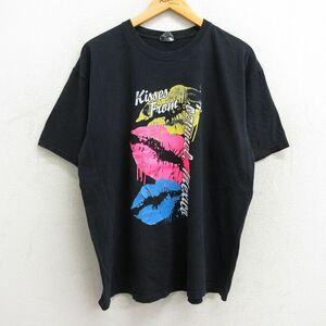 XL/古着 半袖 ビンテージ Tシャツ メンズ 00s 唇 クルーネック 黒 ブラック 23sep13 中古 2OF