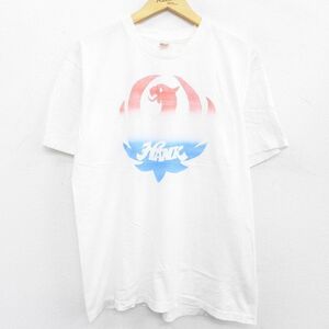 L/古着 ヘインズ 半袖 ビンテージ ロック バンド Tシャツ メンズ 90s HANK コットン クルーネック 白 ホワイト 22may17 中古 5OF