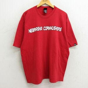 XL/古着 スターター 半袖 ビンテージ Tシャツ メンズ 00s ネブラスカコーンハスカーズ 大きいサイズ コットン クルーネック 赤 レッド 2OF