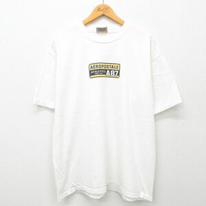 XL/古着 エアロポステール 半袖 ビンテージ Tシャツ メンズ 00s ワンポイントロゴ 大きいサイズ コットン クルーネック 白 ホワイト 24jun0