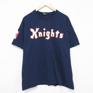 XL/古着 MVスポーツ 半袖 Tシャツ メンズ Knights コットン クルーネック 紺 ネイビー 24jun04 中古