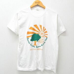 M/古着 半袖 ビンテージ Tシャツ メンズ 90s 木 クルーネック 白 ホワイト 24jun04 中古