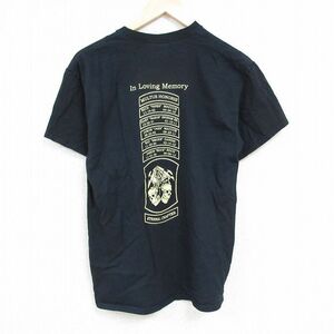 L/古着 半袖 Tシャツ メンズ スカル RIP コットン クルーネック 黒 ブラック 24jun04 中古