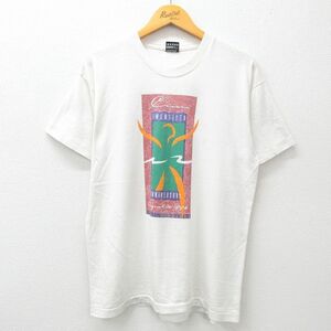 L/古着 フルーツオブザルーム 半袖 ビンテージ Tシャツ メンズ 90s アニバーサリー ミシガン ハート クルーネック 白 ホワイト 24jun04 中