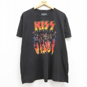 XL/古着 半袖 ロック バンド Tシャツ メンズ キッス KISS 大きいサイズ コットン クルーネック黒 ブラック 24jun05 中古