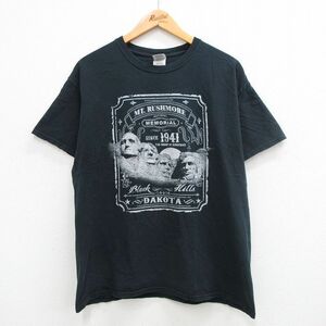 L/古着 半袖 ビンテージ Tシャツ メンズ 00s マウントラシュモア ダコタ コットン クルーネック 黒 ブラック 24jun05 中古