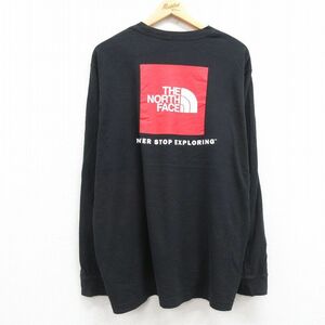 XL/古着 ノースフェイス 長袖 Tシャツ メンズ ビッグロゴ 大きいサイズ コットン クルーネック 黒 ブラック 24jun05 中古