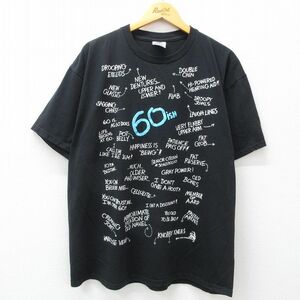 XL/古着 ジャージーズ 半袖 ビンテージ Tシャツ メンズ 00s メッセージ HAPPINESS 大きいサイズ クルーネック 黒 ブラック spe 24jun06 中