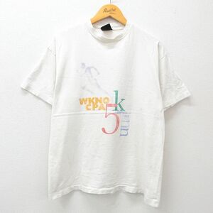 L/古着 SIGNAL 半袖 ビンテージ Tシャツ メンズ 90s WKNO 企業広告 クルーネック 白 ホワイト 24jun07 中古