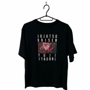 【M】 呪術廻戦 虎杖悠仁 Honeys ハニーズ コラボ Tシャツ 半袖 ブラック レディース